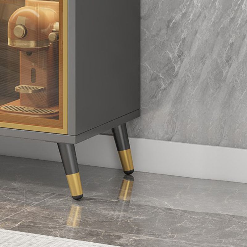 Server da pranzo in pietra glam Sideboard interno grigio con porte di vetro