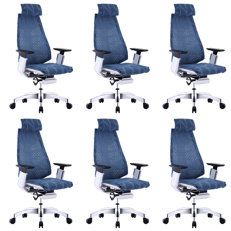 Modern Office Chair Adjustable Seat Height Arms Included Swivel Chair with Wheels Blue 6 Piece Set Without Footrest Clearhalo 'furn' 'furn_office_chair' 'Furniture' 'Office Chairs' 'Office Furniture' 'office_chair' 7379454