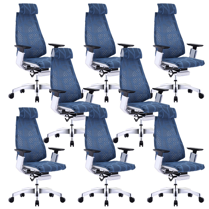 Modern Office Chair Adjustable Seat Height Arms Included Swivel Chair with Wheels Blue 8 Piece Set Without Footrest Clearhalo 'furn' 'furn_office_chair' 'Furniture' 'Office Chairs' 'Office Furniture' 'office_chair' 7379455