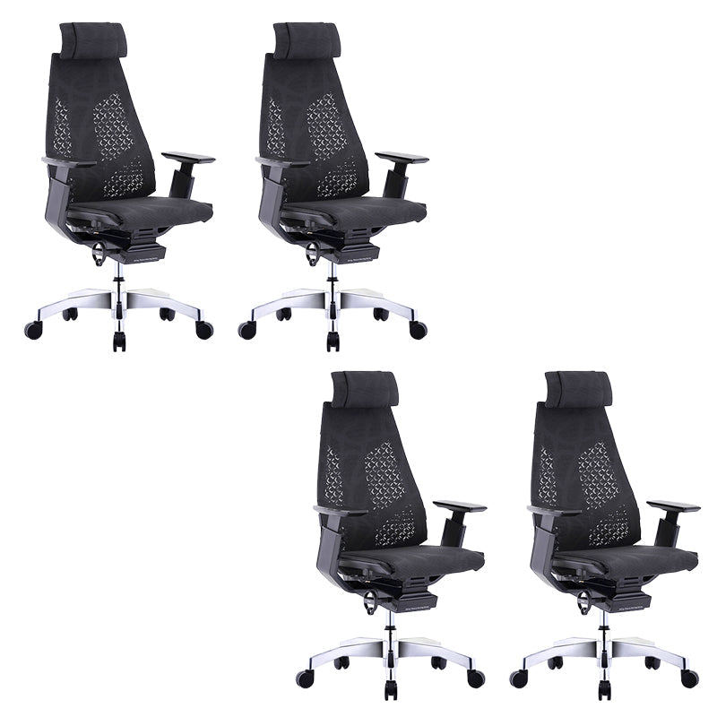 Modern Office Chair Adjustable Seat Height Arms Included Swivel Chair with Wheels Black 4 Piece Set Without Footrest Clearhalo 'furn' 'furn_office_chair' 'Furniture' 'Office Chairs' 'Office Furniture' 'office_chair' 7379460