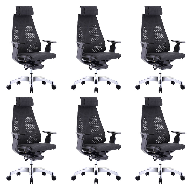 Modern Office Chair Adjustable Seat Height Arms Included Swivel Chair with Wheels Black 6 Piece Set Without Footrest Clearhalo 'furn' 'furn_office_chair' 'Furniture' 'Office Chairs' 'Office Furniture' 'office_chair' 7379463