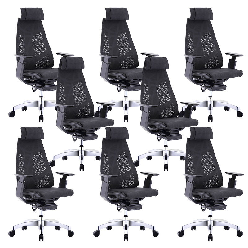Modern Office Chair Adjustable Seat Height Arms Included Swivel Chair with Wheels Black 8 Piece Set Without Footrest Clearhalo 'furn' 'furn_office_chair' 'Furniture' 'Office Chairs' 'Office Furniture' 'office_chair' 7379464