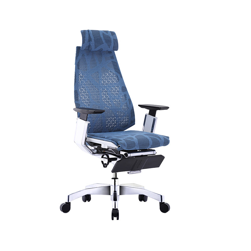 Modern Office Chair Adjustable Seat Height Arms Included Swivel Chair with Wheels Blue 1 Piece With Footrest Clearhalo 'furn' 'furn_office_chair' 'Furniture' 'Office Chairs' 'Office Furniture' 'office_chair' 7379466