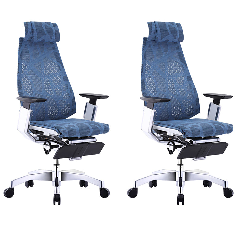 Modern Office Chair Adjustable Seat Height Arms Included Swivel Chair with Wheels Blue 2 Piece Set With Footrest Clearhalo 'furn' 'furn_office_chair' 'Furniture' 'Office Chairs' 'Office Furniture' 'office_chair' 7379467