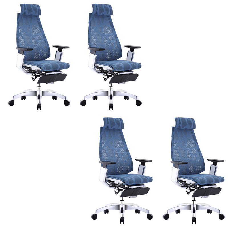 Modern Office Chair Adjustable Seat Height Arms Included Swivel Chair with Wheels Blue 4 Piece Set With Footrest Clearhalo 'furn' 'furn_office_chair' 'Furniture' 'Office Chairs' 'Office Furniture' 'office_chair' 7379468