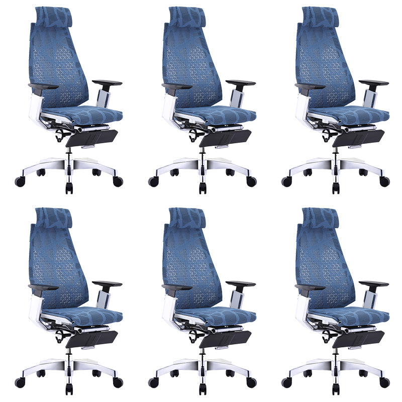 Modern Office Chair Adjustable Seat Height Arms Included Swivel Chair with Wheels Blue 6 Piece Set With Footrest Clearhalo 'furn' 'furn_office_chair' 'Furniture' 'Office Chairs' 'Office Furniture' 'office_chair' 7379469