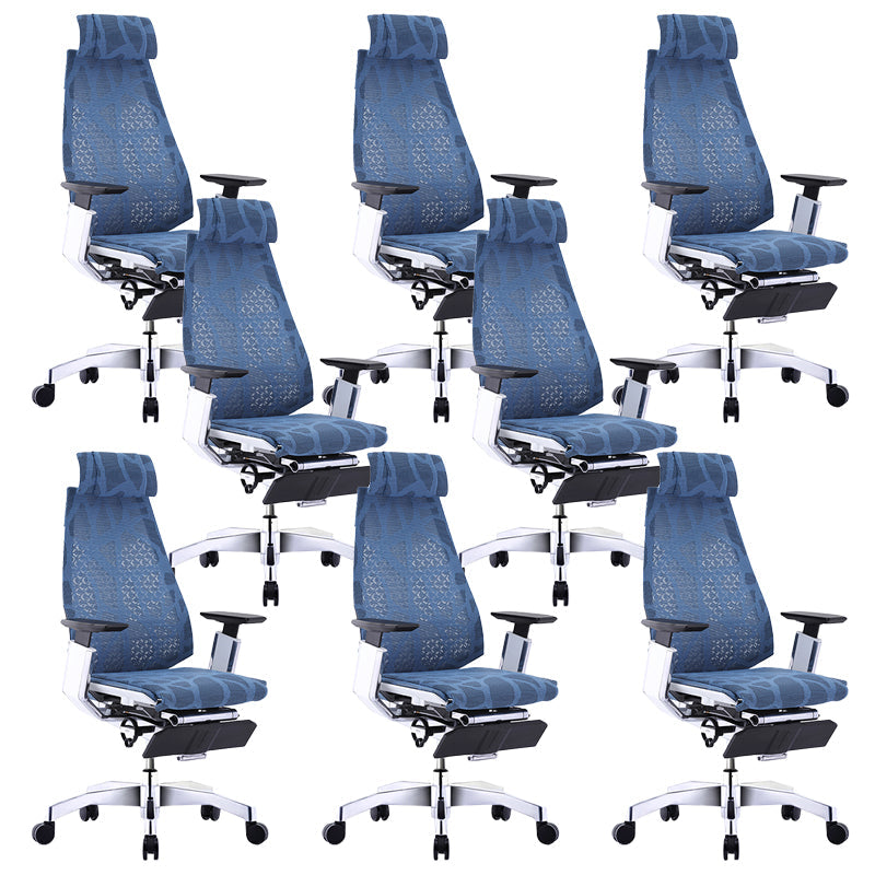 Modern Office Chair Adjustable Seat Height Arms Included Swivel Chair with Wheels Blue 8 Piece Set With Footrest Clearhalo 'furn' 'furn_office_chair' 'Furniture' 'Office Chairs' 'Office Furniture' 'office_chair' 7379470