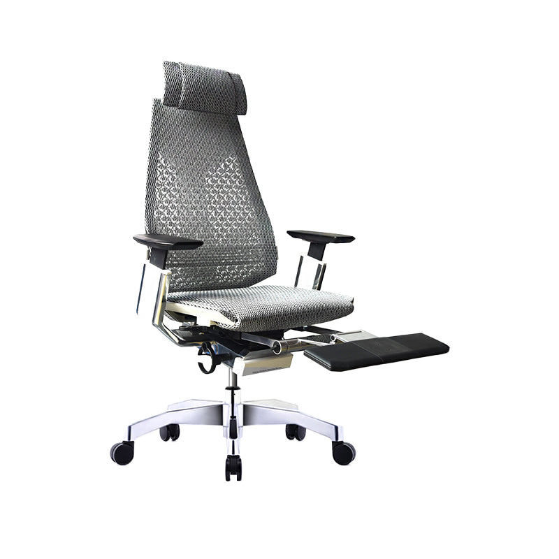 Modern Office Chair Adjustable Seat Height Arms Included Swivel Chair with Wheels Grey 1 Piece With Footrest Clearhalo 'furn' 'furn_office_chair' 'Furniture' 'Office Chairs' 'Office Furniture' 'office_chair' 7379471