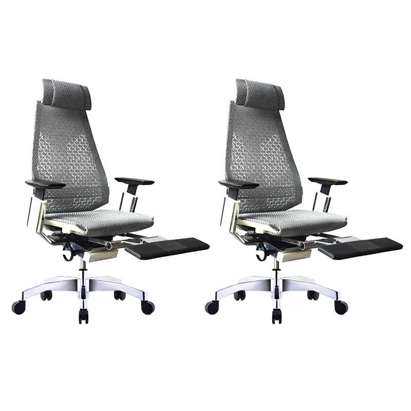 Modern Office Chair Adjustable Seat Height Arms Included Swivel Chair with Wheels Grey 2 Piece Set With Footrest Clearhalo 'furn' 'furn_office_chair' 'Furniture' 'Office Chairs' 'Office Furniture' 'office_chair' 7379472