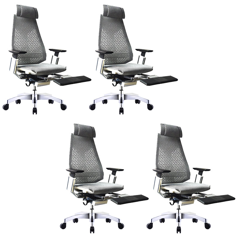 Modern Office Chair Adjustable Seat Height Arms Included Swivel Chair with Wheels Grey 4 Piece Set With Footrest Clearhalo 'furn' 'furn_office_chair' 'Furniture' 'Office Chairs' 'Office Furniture' 'office_chair' 7379473