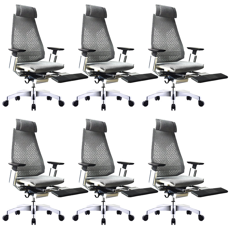 Modern Office Chair Adjustable Seat Height Arms Included Swivel Chair with Wheels Grey 6 Piece Set With Footrest Clearhalo 'furn' 'furn_office_chair' 'Furniture' 'Office Chairs' 'Office Furniture' 'office_chair' 7379474