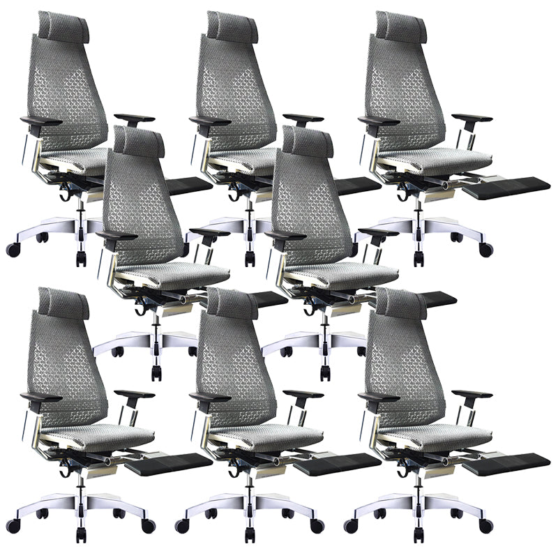 Modern Office Chair Adjustable Seat Height Arms Included Swivel Chair with Wheels Grey 8 Piece Set With Footrest Clearhalo 'furn' 'furn_office_chair' 'Furniture' 'Office Chairs' 'Office Furniture' 'office_chair' 7379475