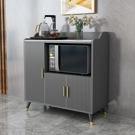 Server da pranzo interno glam Sideboard in legno in finto grigio con top in pietra
