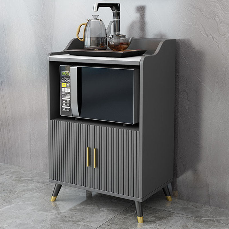 Server da pranzo interno glam Sideboard in legno in finto grigio con top in pietra