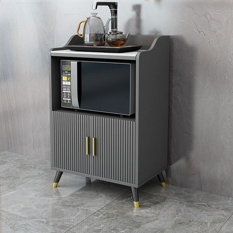 Server da pranzo interno glam Sideboard in legno in finto grigio con top in pietra