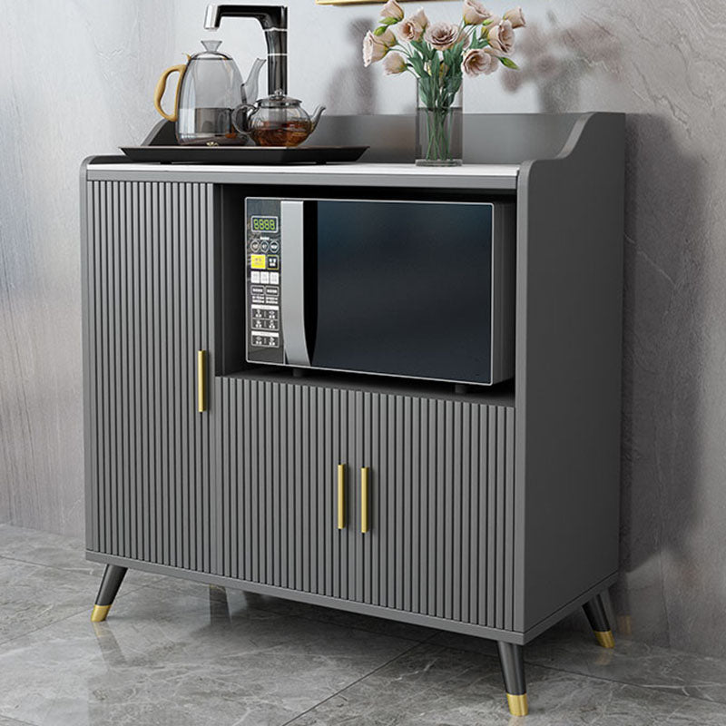 Server da pranzo interno glam Sideboard in legno in finto grigio con top in pietra