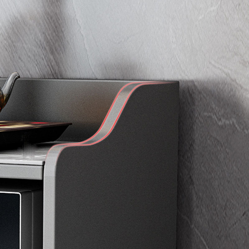 Server da pranzo interno glam Sideboard in legno in finto grigio con top in pietra