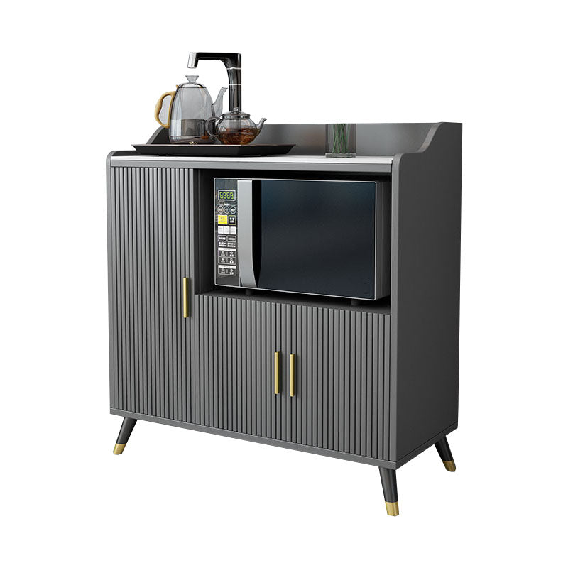 Server da pranzo interno glam Sideboard in legno in finto grigio con top in pietra