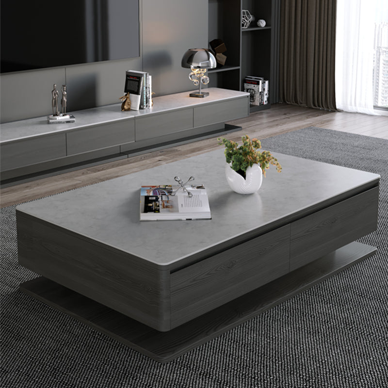 Rectangle Single Coffee Table Glam 1 Coffee Table with 4 Drawers Clearhalo 'Coffee & Accent Tables' 'Coffee Tables' 'coffee_tables' 'furn' 'furn_coffee_tables' 'Furniture' 'Living Room Furniture' 7379566