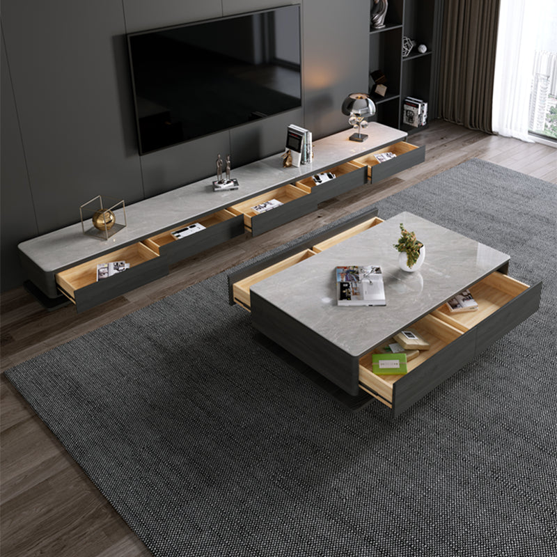 Rectangle Single Coffee Table Glam 1 Coffee Table with 4 Drawers Clearhalo 'Coffee & Accent Tables' 'Coffee Tables' 'coffee_tables' 'furn' 'furn_coffee_tables' 'Furniture' 'Living Room Furniture' 7379569