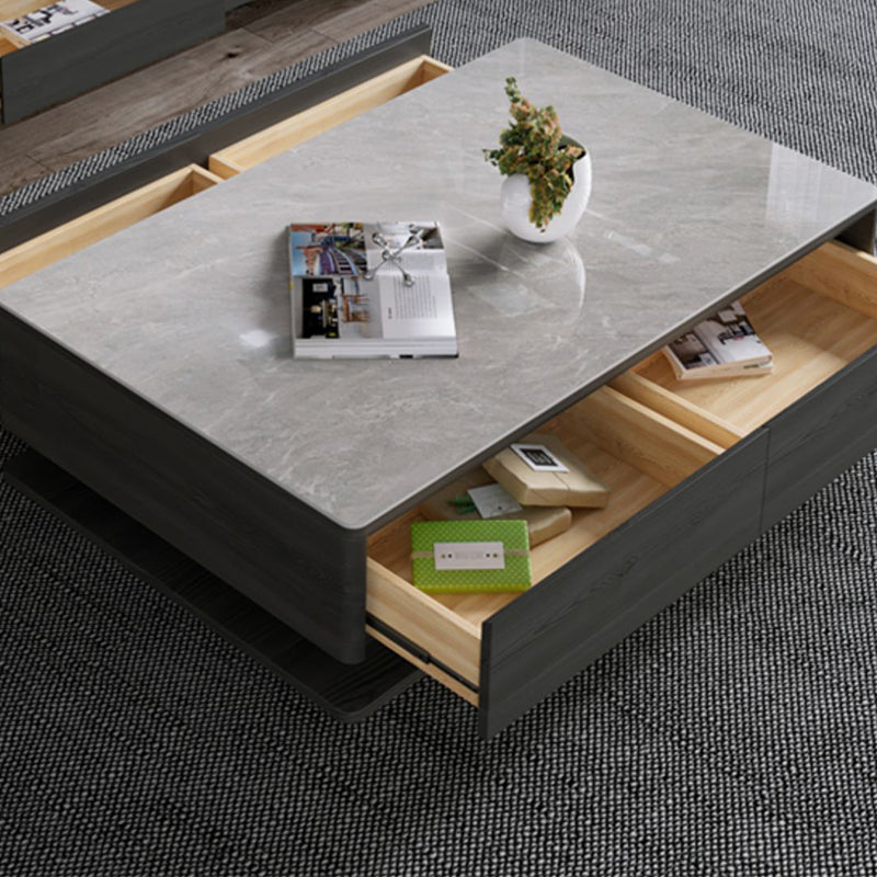 Rectangle Single Coffee Table Glam 1 Coffee Table with 4 Drawers Clearhalo 'Coffee & Accent Tables' 'Coffee Tables' 'coffee_tables' 'furn' 'furn_coffee_tables' 'Furniture' 'Living Room Furniture' 7379571