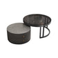 Round Tropical Coffee Table Storage 2 Nesting Coffee Table Set Black-Gray Glass Clearhalo 'Coffee & Accent Tables' 'Coffee Tables' 'coffee_tables' 'furn' 'furn_coffee_tables' 'Furniture' 'Living Room Furniture' 7379598