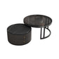 Round Tropical Coffee Table Storage 2 Nesting Coffee Table Set Black-Gold Glass Clearhalo 'Coffee & Accent Tables' 'Coffee Tables' 'coffee_tables' 'furn' 'furn_coffee_tables' 'Furniture' 'Living Room Furniture' 7379600
