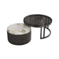 Round Tropical Coffee Table Storage 2 Nesting Coffee Table Set Pandora Black Glass Clearhalo 'Coffee & Accent Tables' 'Coffee Tables' 'coffee_tables' 'furn' 'furn_coffee_tables' 'Furniture' 'Living Room Furniture' 7379607
