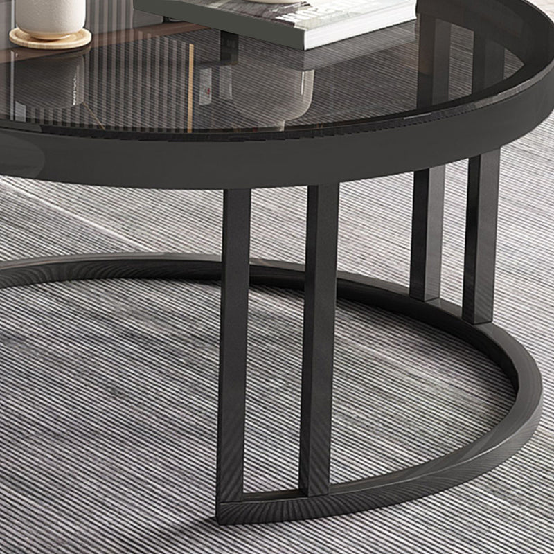 Round Tropical Coffee Table Storage 2 Nesting Coffee Table Set Clearhalo 'Coffee & Accent Tables' 'Coffee Tables' 'coffee_tables' 'furn' 'furn_coffee_tables' 'Furniture' 'Living Room Furniture' 7379608