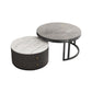 Round Tropical Coffee Table Storage 2 Nesting Coffee Table Set Gray & White Stone Clearhalo 'Coffee & Accent Tables' 'Coffee Tables' 'coffee_tables' 'furn' 'furn_coffee_tables' 'Furniture' 'Living Room Furniture' 7379609