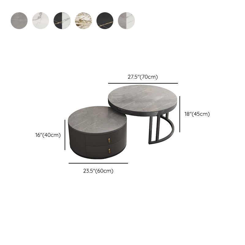 Round Tropical Coffee Table Storage 2 Nesting Coffee Table Set Clearhalo 'Coffee & Accent Tables' 'Coffee Tables' 'coffee_tables' 'furn' 'furn_coffee_tables' 'Furniture' 'Living Room Furniture' 7379616