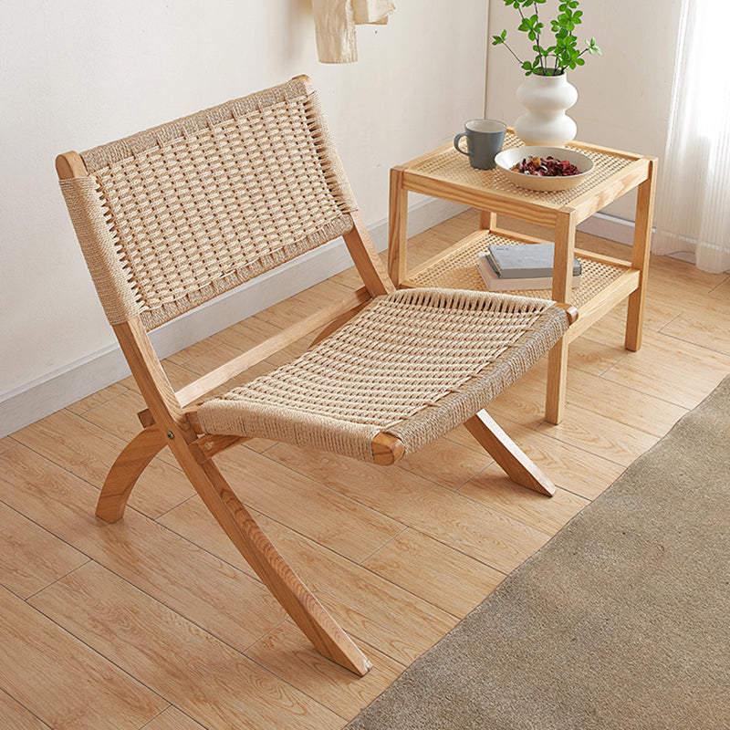 Solid Wood Chair Woven Back Lounge Accent Chair for Living Room Clearhalo 'Accent Chairs' 'accent_chairs' 'Chairs & Seating' 'furn' 'furn_accent_chairs' 'Furniture' 'Living Room Furniture' 7379643