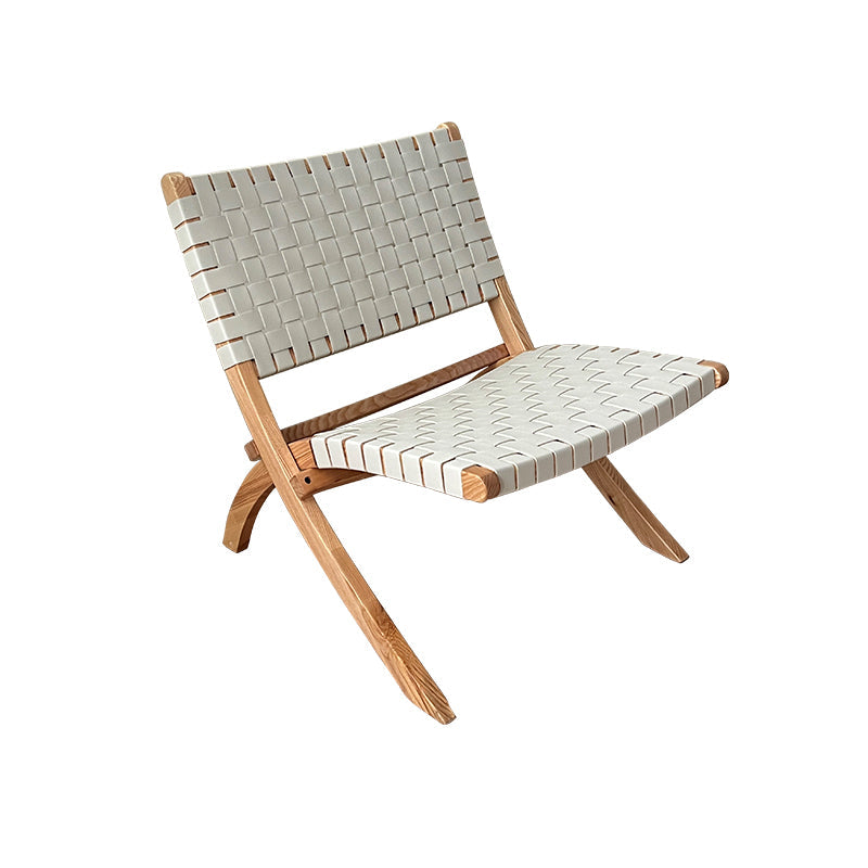 Solid Wood Chair Woven Back Lounge Accent Chair for Living Room White Saddle Leather 1 Piece Clearhalo 'Accent Chairs' 'accent_chairs' 'Chairs & Seating' 'furn' 'furn_accent_chairs' 'Furniture' 'Living Room Furniture' 7379644