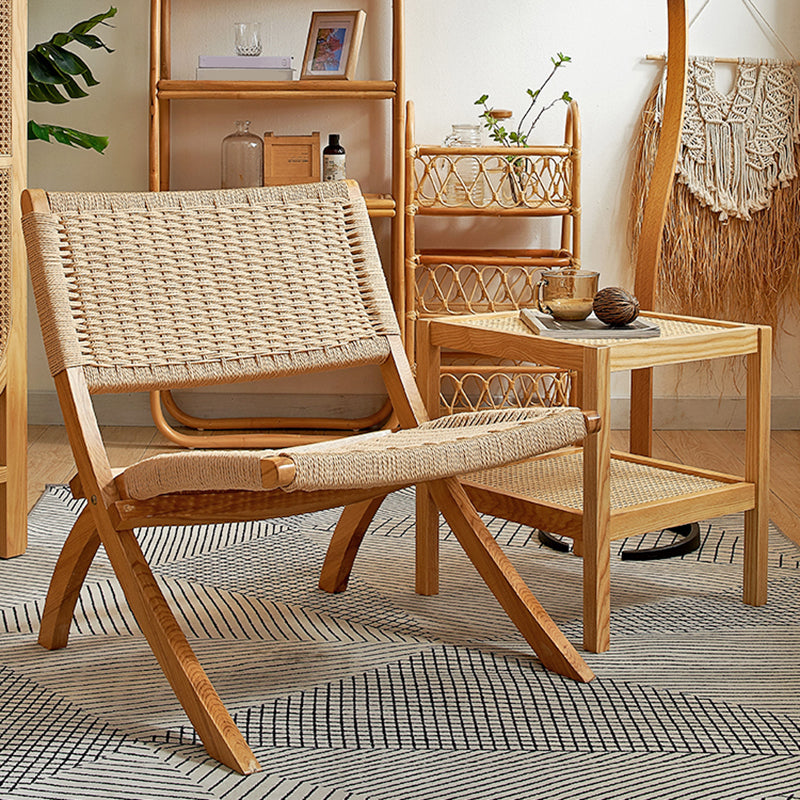 Solid Wood Chair Woven Back Lounge Accent Chair for Living Room Clearhalo 'Accent Chairs' 'accent_chairs' 'Chairs & Seating' 'furn' 'furn_accent_chairs' 'Furniture' 'Living Room Furniture' 7379649