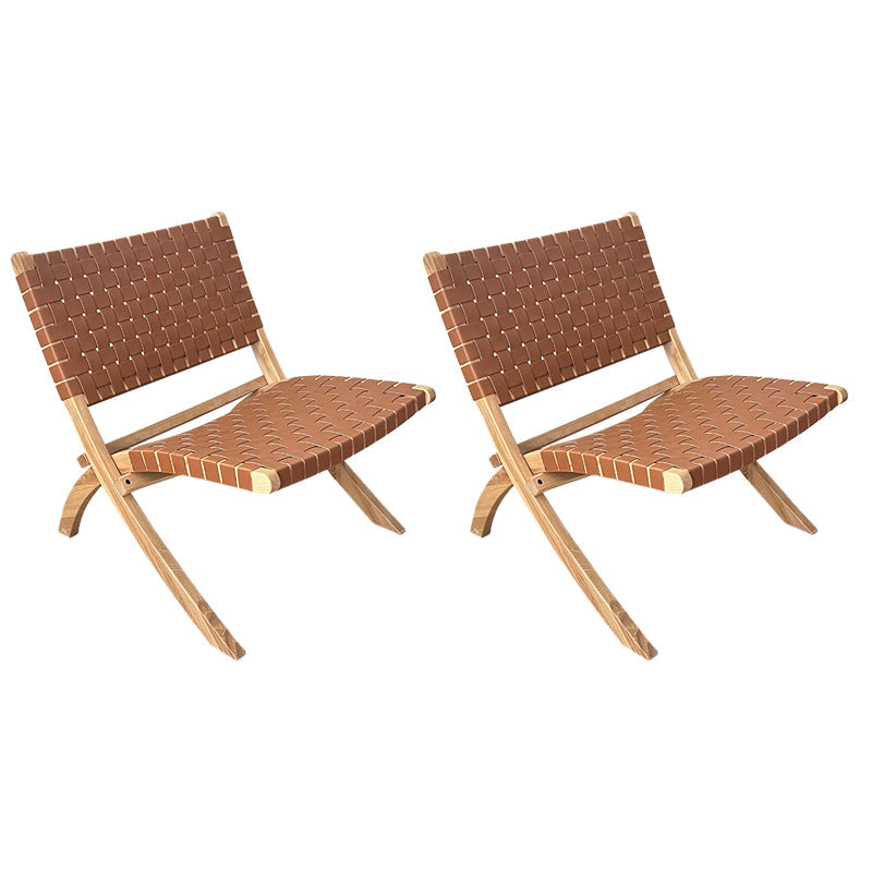 Solid Wood Chair Woven Back Lounge Accent Chair for Living Room Walnut Saddle Leather 2 Piece Set Clearhalo 'Accent Chairs' 'accent_chairs' 'Chairs & Seating' 'furn' 'furn_accent_chairs' 'Furniture' 'Living Room Furniture' 7379650