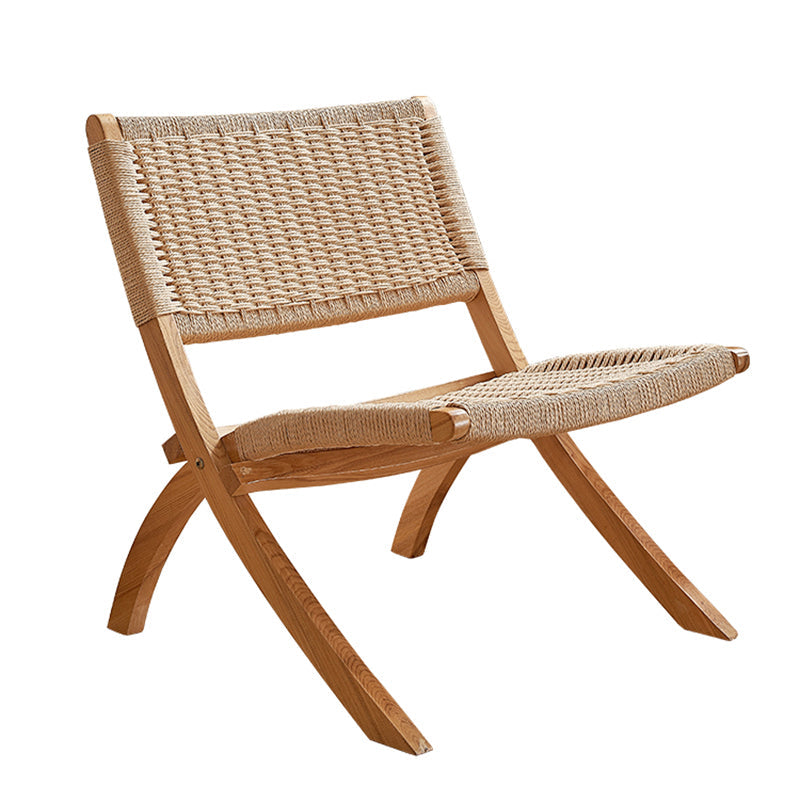 Solid Wood Chair Woven Back Lounge Accent Chair for Living Room Natural Fabric 1 Piece Clearhalo 'Accent Chairs' 'accent_chairs' 'Chairs & Seating' 'furn' 'furn_accent_chairs' 'Furniture' 'Living Room Furniture' 7379652