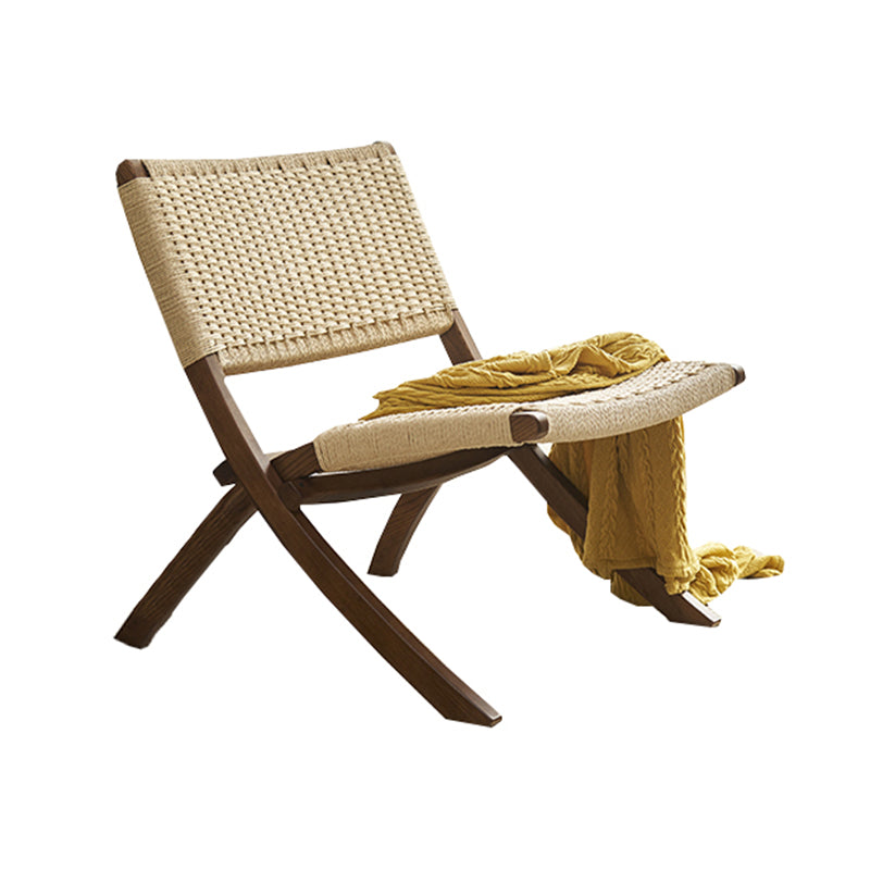 Solid Wood Chair Woven Back Lounge Accent Chair for Living Room Walnut Fabric 1 Piece Clearhalo 'Accent Chairs' 'accent_chairs' 'Chairs & Seating' 'furn' 'furn_accent_chairs' 'Furniture' 'Living Room Furniture' 7379659