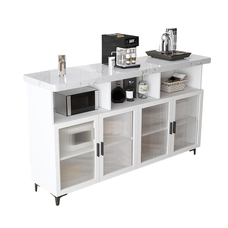 Modern Rectangle Bar Table Faux Marble Storable Table for Living Room 63"L x 15.7"W x 39.4"H White Without Chairs Clearhalo 'Bar Furniture' 'Bar Tables' 'bar_tables' 'furn' 'furn_bar_tables' 'Furniture' 'Kitchen & Dining Furniture' 7379716