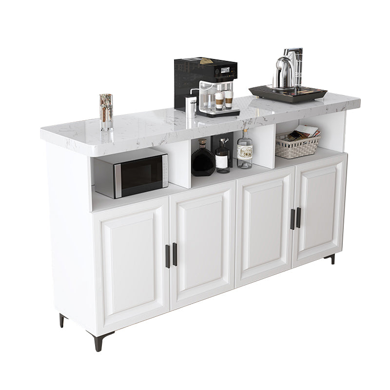 Modern Rectangle Bar Table Faux Marble Storable Table for Living Room 63"L x 15.7"W x 39.4"H Off-White Without Chairs Clearhalo 'Bar Furniture' 'Bar Tables' 'bar_tables' 'furn' 'furn_bar_tables' 'Furniture' 'Kitchen & Dining Furniture' 7379718