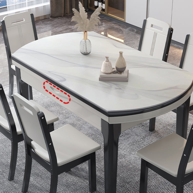 Modern Foldable Dining Set 1/7 Pieces White Dinette Set with Wooden Chairs Clearhalo 'Dining Room Sets' 'Dining Tables & Seating' 'dining_room_set' 'furn' 'furn_dining_room_set' 'Furniture' 'Kitchen & Dining Furniture' 7379745