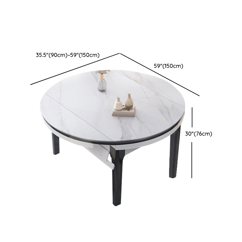 Modern Foldable Dining Set 1/7 Pieces White Dinette Set with Wooden Chairs Clearhalo 'Dining Room Sets' 'Dining Tables & Seating' 'dining_room_set' 'furn' 'furn_dining_room_set' 'Furniture' 'Kitchen & Dining Furniture' 7379749