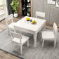 Muebles de madera maciza de estilo moderno 1/5 piezas de mesa cuadrada de forma cuadrada con silla