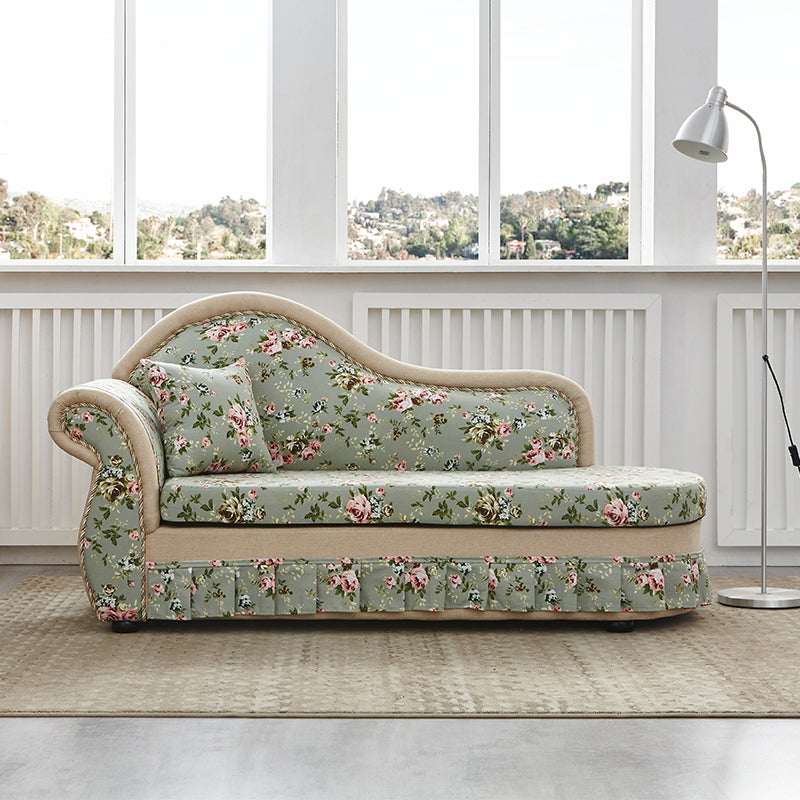Traditional Removable Cushions Chaise Fabric Floral Chaise for Living Room Chaise Right-Arm Chaise Clearhalo 'Chairs & Seating' 'Chaise Lounge' 'chaise_lounge' 'furn' 'furn_chaise_lounge' 'Furniture' 'Living Room Furniture' 7381423