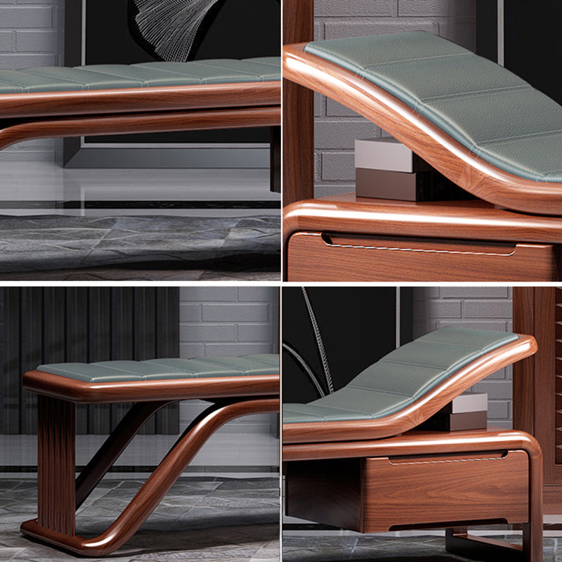 Traditional Brown Solid Wood Accent Chair Faux Leather Chaise Clearhalo 'Chairs & Seating' 'Chaise Lounge' 'chaise_lounge' 'furn' 'furn_chaise_lounge' 'Furniture' 'Living Room Furniture' 7381444