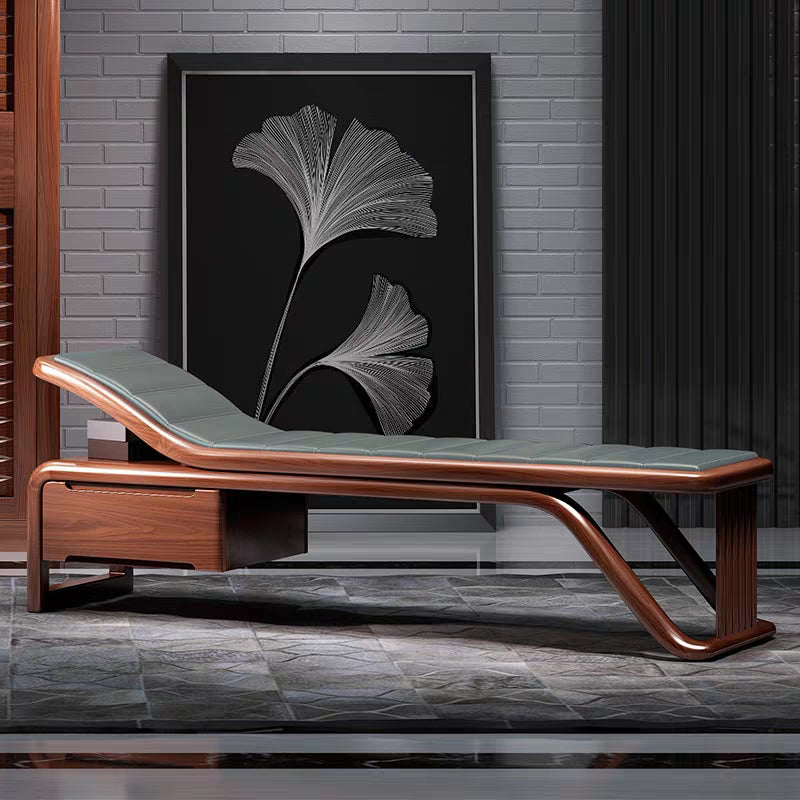 Traditional Brown Solid Wood Accent Chair Faux Leather Chaise Left-Arm Chaise Armless Clearhalo 'Chairs & Seating' 'Chaise Lounge' 'chaise_lounge' 'furn' 'furn_chaise_lounge' 'Furniture' 'Living Room Furniture' 7381446