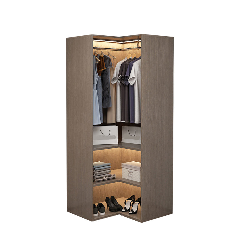 Brown Engineered Wood Wardrobe Cabinet Modern Style Wardrobe Closet without Light