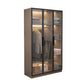 Brown Engineered Wood Wardrobe Cabinet Modern Style Wardrobe Closet without Light