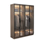 Brown Engineered Wood Wardrobe Cabinet Modern Style Wardrobe Closet without Light