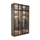 Brown Engineered Wood Wardrobe Cabinet Modern Style Wardrobe Closet without Light