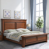 Mid-Century Modern Standard Bed Mahogany Espresso Panel Bed with Headboard Clearhalo 'Bedroom Furniture' 'Beds' 'furn' 'furn_beds' 'Furniture' 7381814
